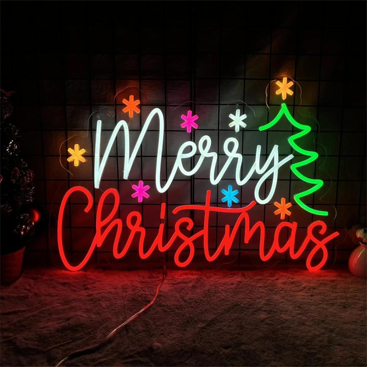Wall Decor Lighting Tree - Merry Christmas Neon Sign with Colorful