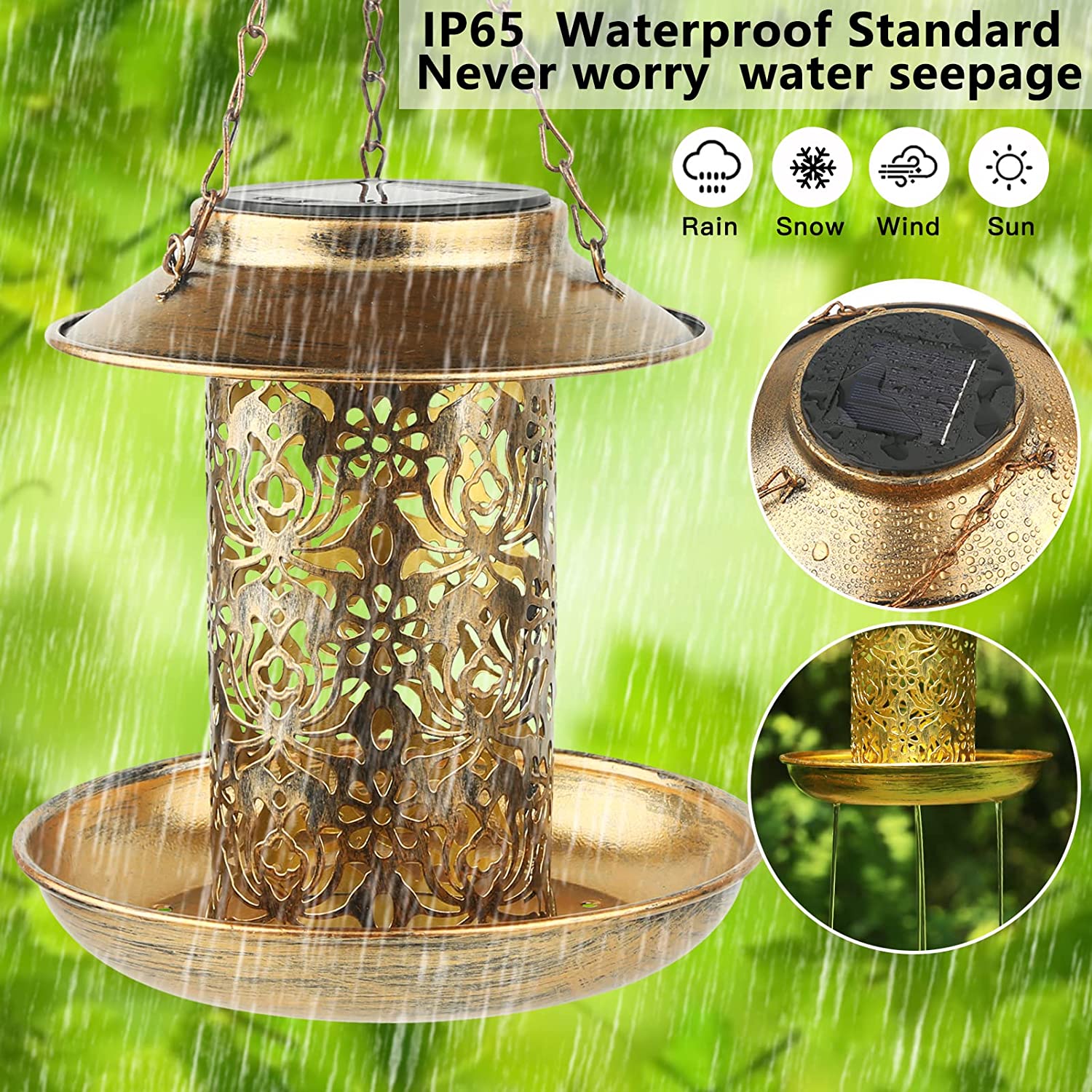 Solar Bird Feeder Metal Outdoo - Outdoor Lighting Decor Ideas review and price