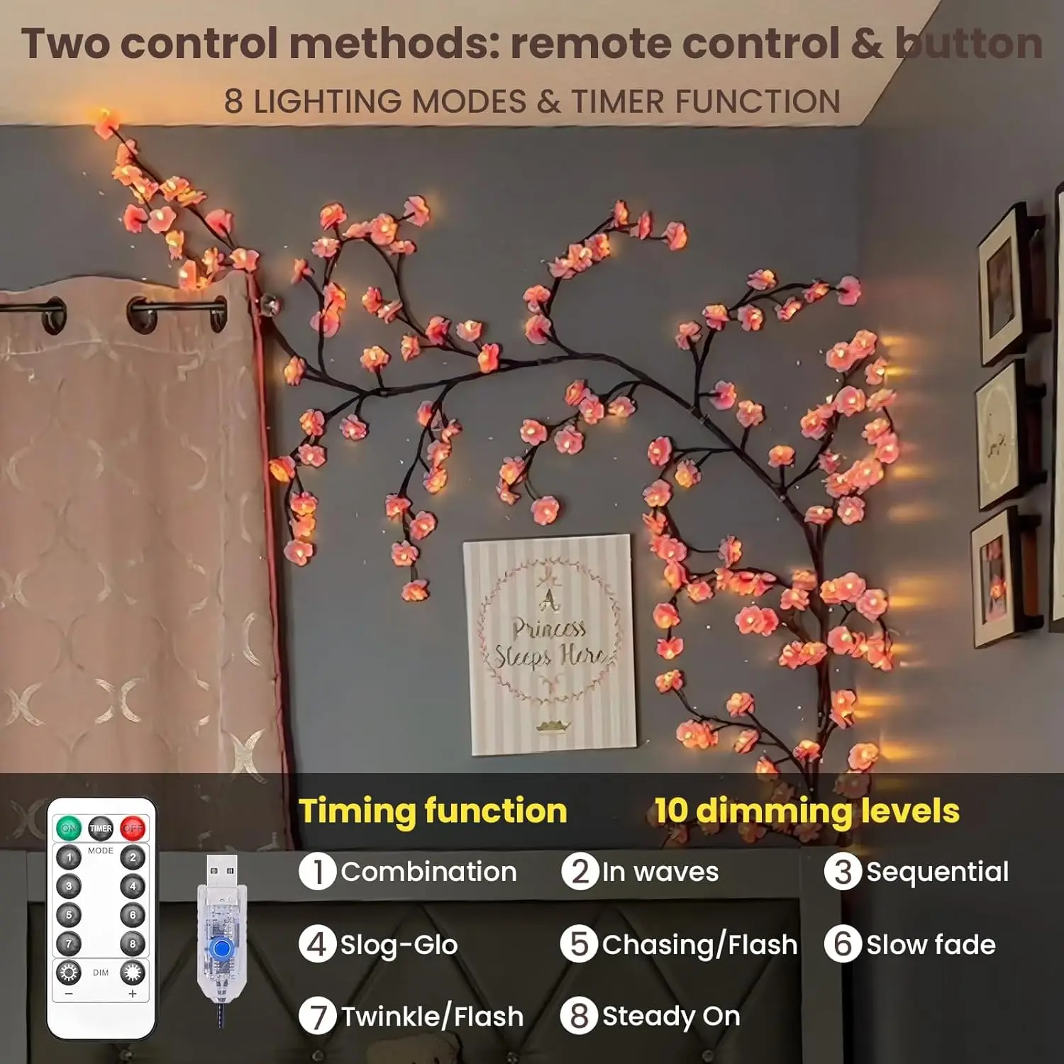 Cherry Blossom Willow Vine Twi - Wall Decor Lighting Tree review and price